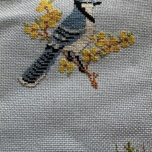Blue and Yellow Bird Embroidery